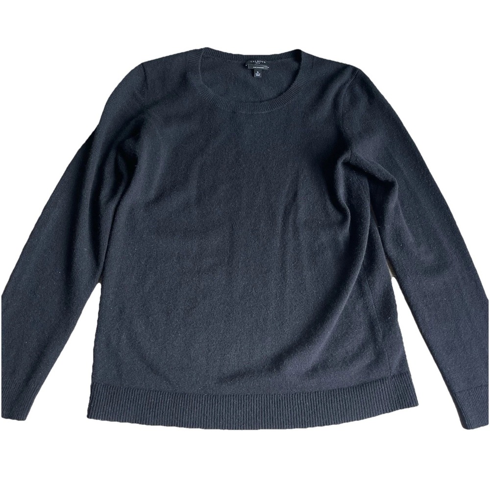 Talbots Petites 100% Pure Cashmere Sweater Black‎ Crew Neck Long Sleeve SP